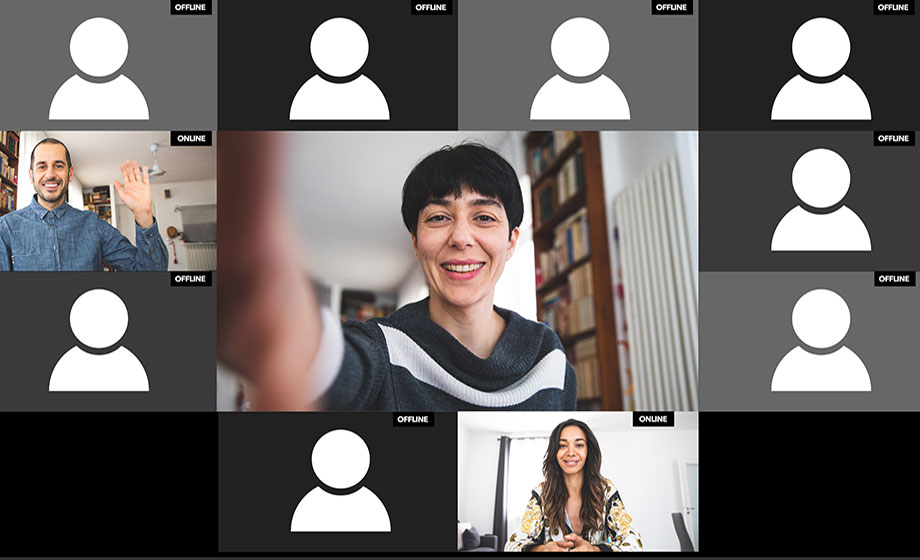 Zoom window with instructor and student images during an online class