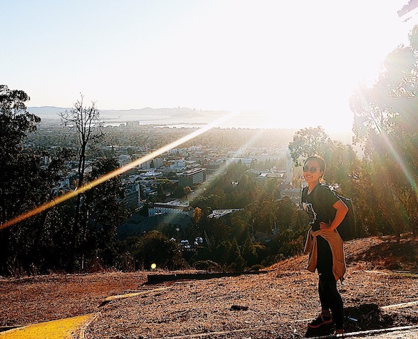 Iris Ye visits the Big C overlooking the UC Berkeley campus