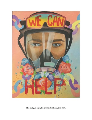 Art of Resistance: We Can Help, artwork by Mia Cutlip, Geography 50AC fall 2020 