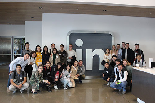 Students visiting LinkedIn headquarters