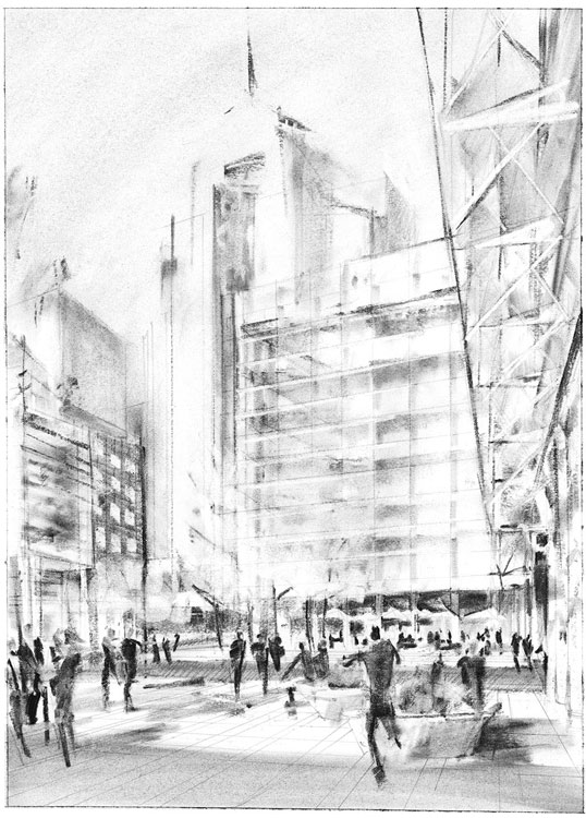 Jennifer Mahoney's urban architecture and street sketch