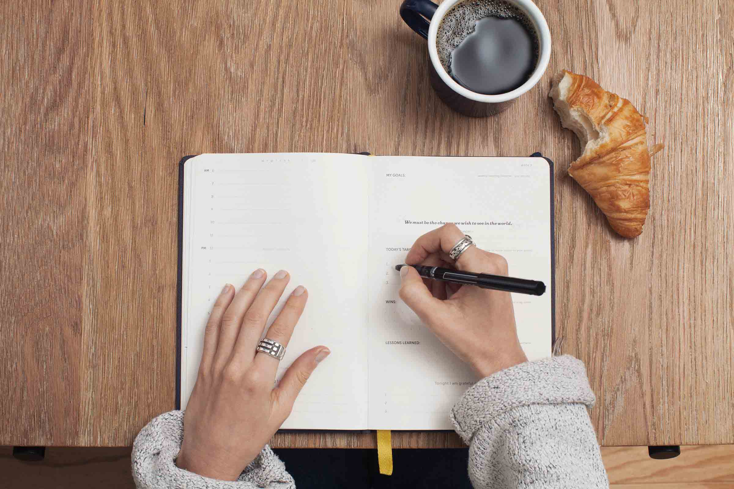 girl writing in a schedule