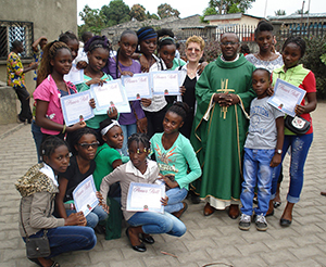 Stasi with girls from her school in Congo