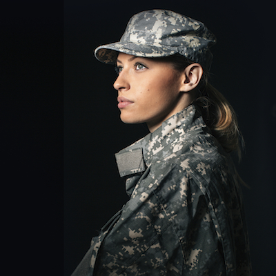 Stock photo of female veteran in Army uniform