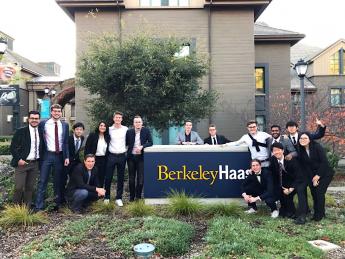 BHGAP students in front of the Haas School of Business Sign