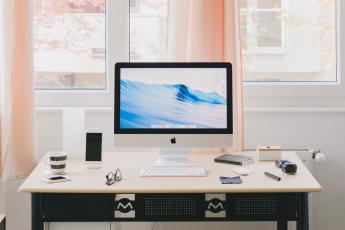 A Mac computer on a desk