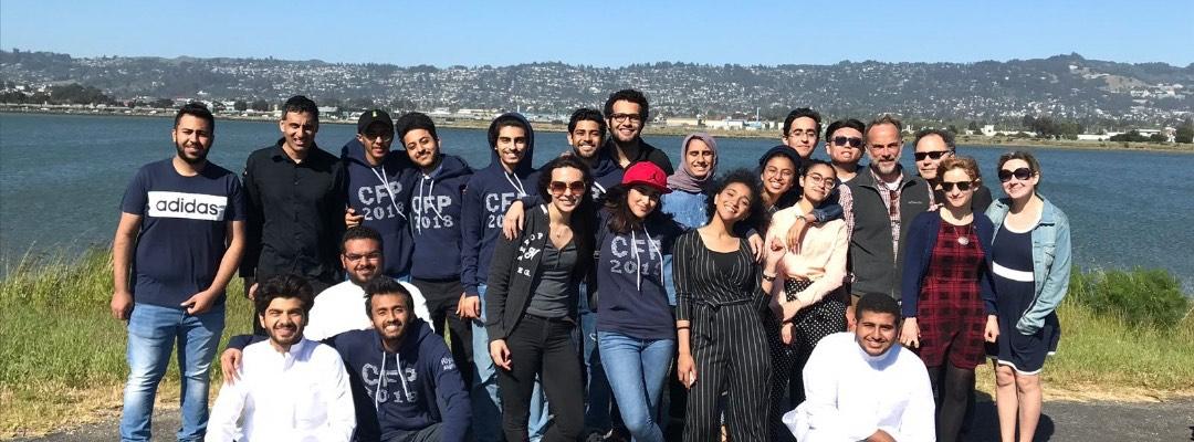 College Foundations Program students pose in front of the Bay