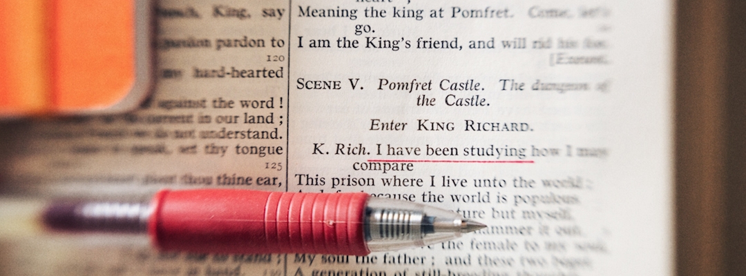 Stock photo of written play excerpt with a line from "King Richard"