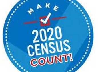 Photo of badge saying Make 2020 Census Count!