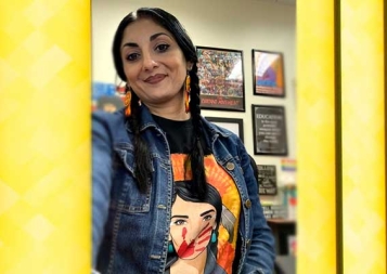 Headshot of Lorena Gonzalez in her classroom office