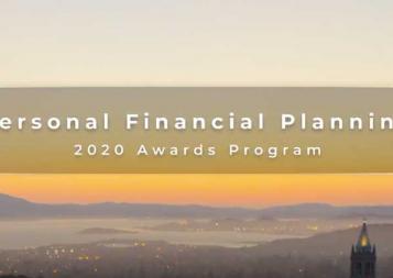 Personal Financial Planning 2020 Awards Program text on top of a picture of Berkeley and San Francisco