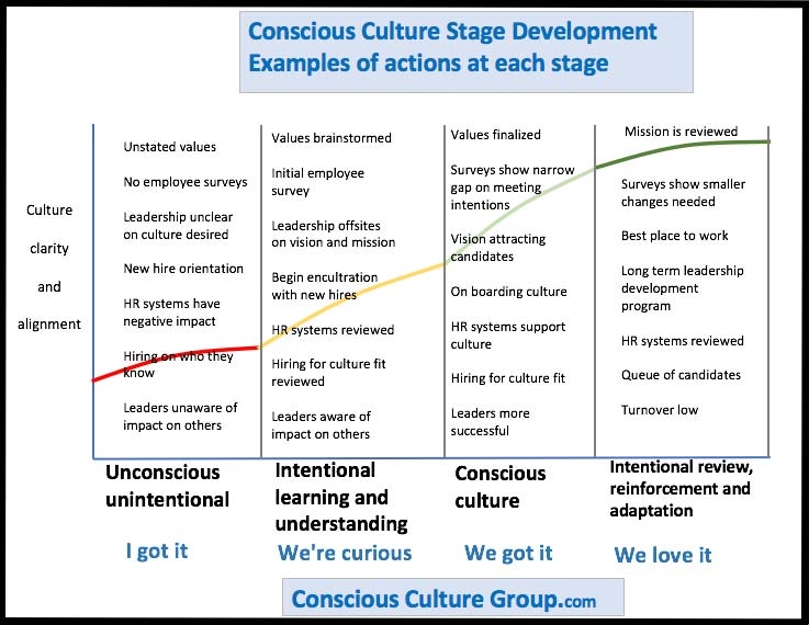 Detail chart of business stages to a conscious culture
