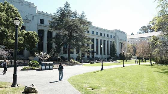 Photo of student walking around UC Berkeley campus