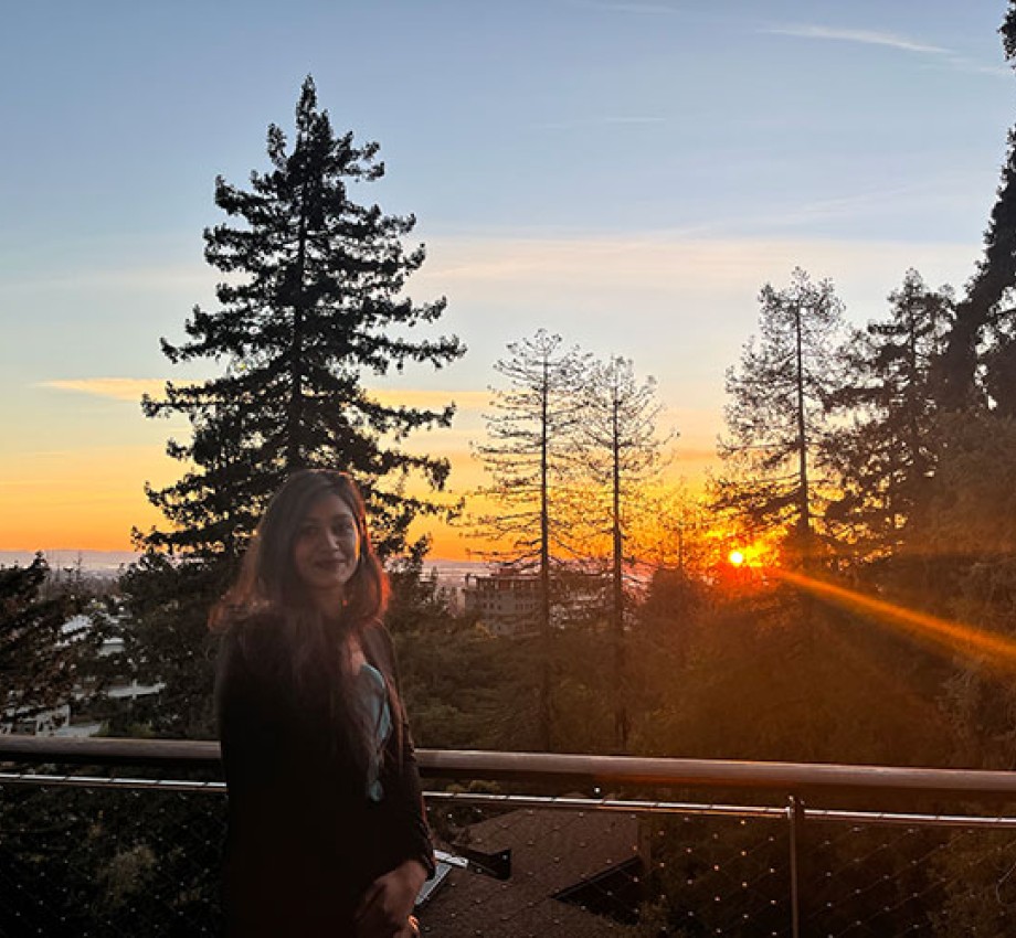 Shreya Nemani poses in front of sunset