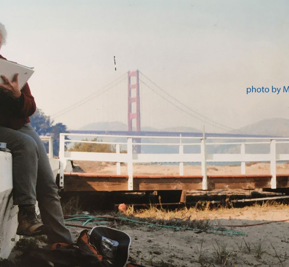 Jennifer Mahoney sketching near Chrissy Field