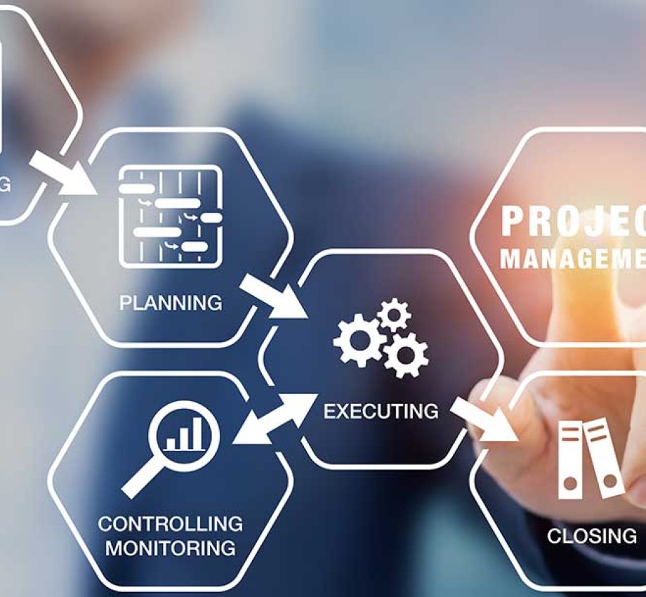 Icons showing various stages of project management process