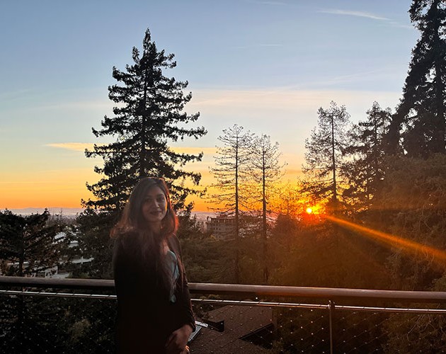 Shreya Nemani poses in front of sunset