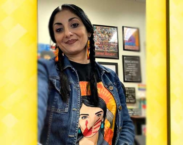 Headshot of Lorena Gonzalez in her classroom office