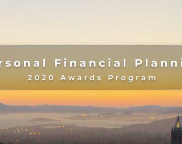 Personal Financial Planning 2020 Awards Program text on top of a picture of Berkeley and San Francisco