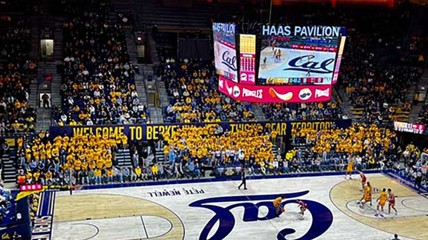 Photo of UC Berkeley Cal basketball team on the court