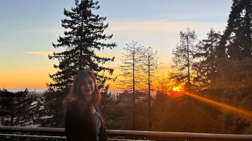 Shreya Nemani poses in front of sunset