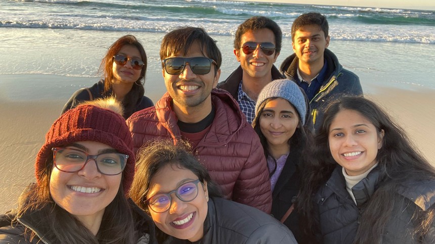 Shreya and friends enjoy some time at the beach.